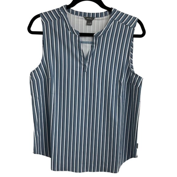 NWOT Eddie Bauer Sleeveless Striped Women's Medium Lightweight Pullover Blouse - Picture 1 of 8